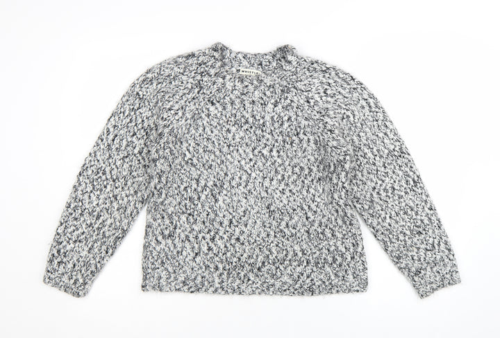 Whistles Women's Grey Chunky-Knit Wool Blend Jumper Size 8