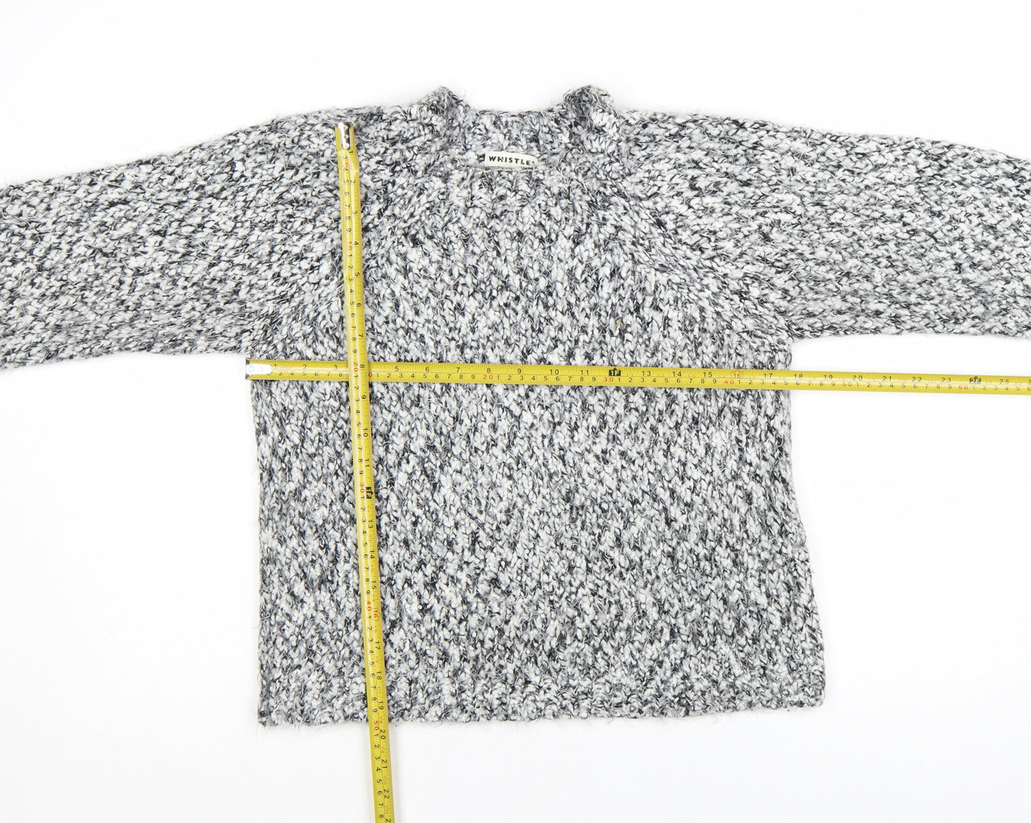 Whistles Women's Grey Chunky-Knit Wool Blend Jumper Size 8