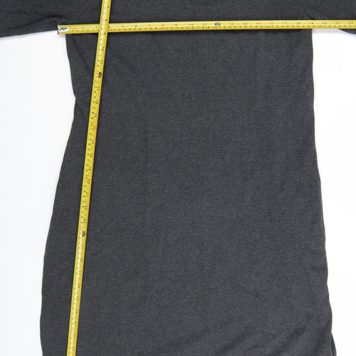 Monsoon Women Grey L Shift Dress 3/4 Sleeve Embroidered Knit