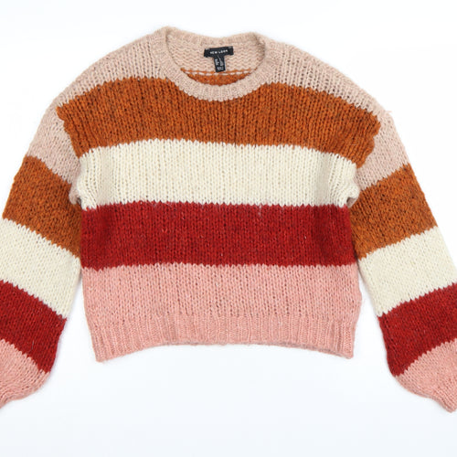 New Look Womens Multicoloured Chunky Knit Striped Jumper Size S