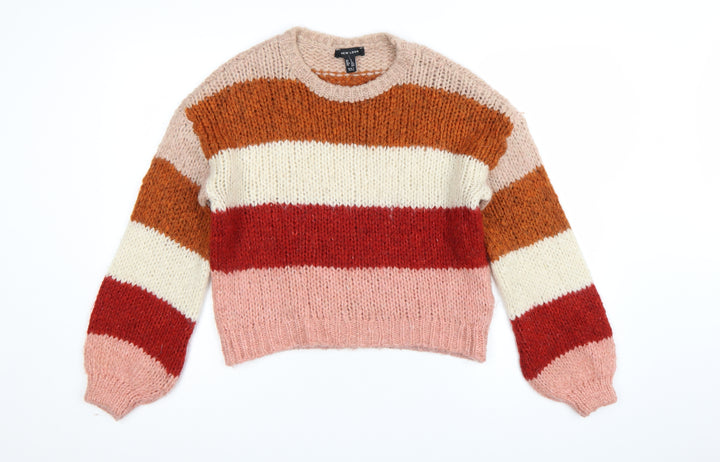 New Look Womens Multicoloured Chunky Knit Striped Jumper Size S