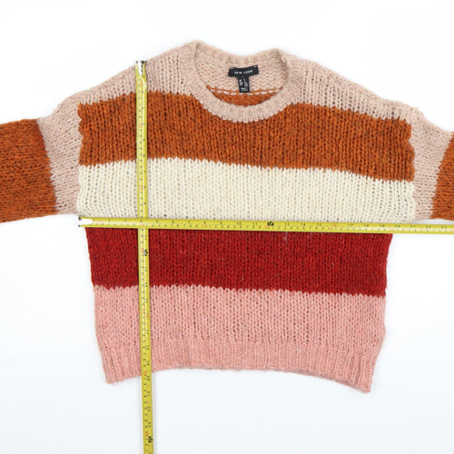 New Look Womens Multicoloured Chunky Knit Striped Jumper Size S