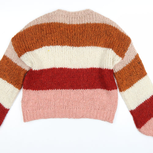 New Look Womens Multicoloured Chunky Knit Striped Jumper Size S