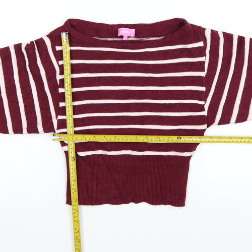 Edikted Womens Red Striped Boat Neck Long Sleeve Pullover Jumper XS