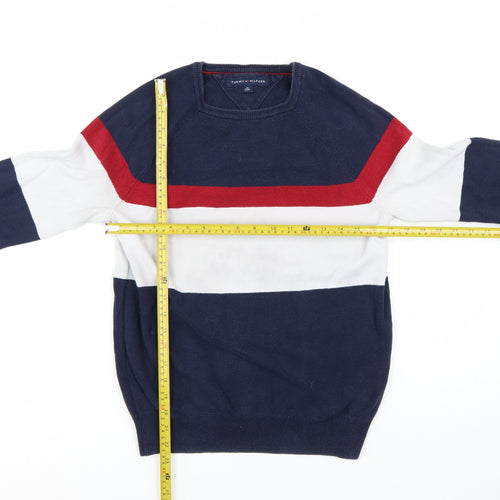Tommy Hilfiger Men's Multicoloured Striped Cotton Pullover Jumper XS