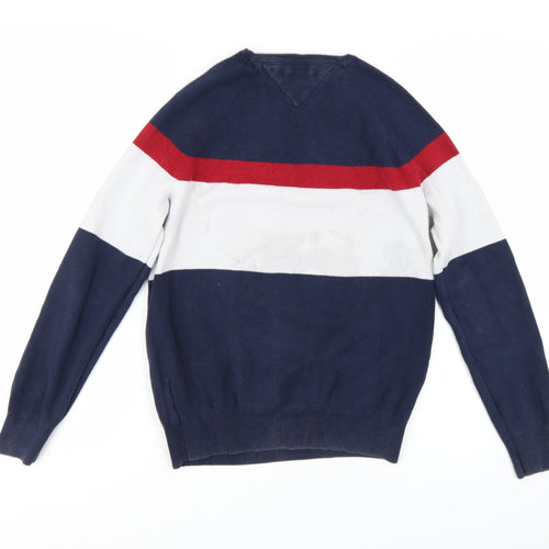 Tommy Hilfiger Men's Multicoloured Striped Cotton Pullover Jumper XS