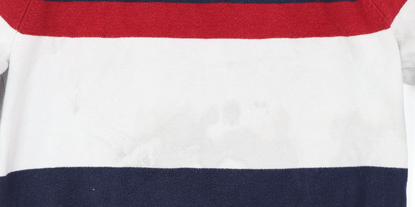 Tommy Hilfiger Men's Multicoloured Striped Cotton Pullover Jumper XS