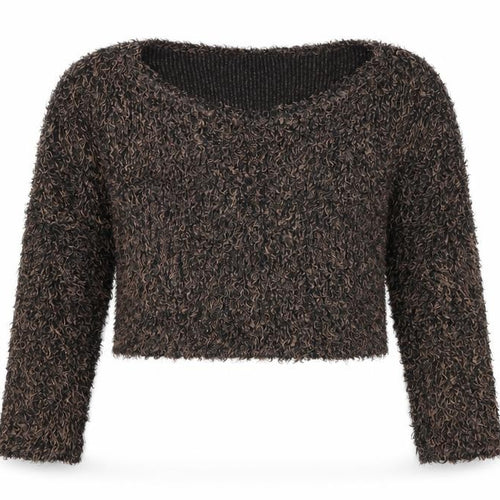 Forever 21 Women's Brown Fuzzy Knit Pullover Jumper Size S
