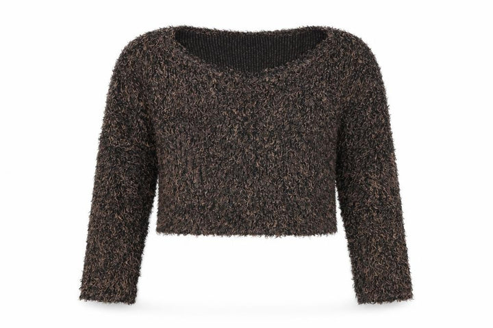 Forever 21 Women's Brown Fuzzy Knit Pullover Jumper Size S