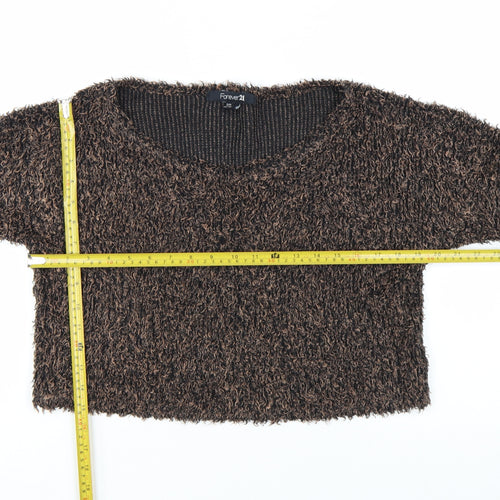 Forever 21 Women's Brown Fuzzy Knit Pullover Jumper Size S