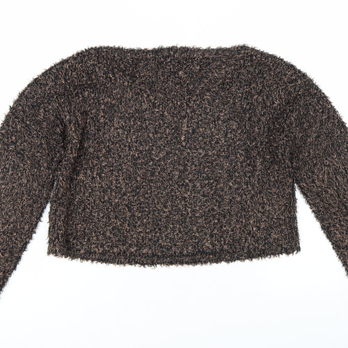 Forever 21 Women's Brown Fuzzy Knit Pullover Jumper Size S