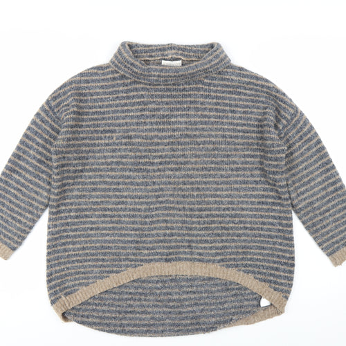 Apricot Women’s Blue Beige Striped High Neck Knit Jumper Size 12