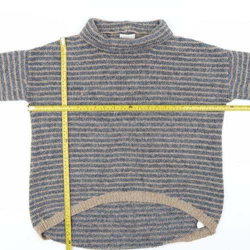 Apricot Women’s Blue Beige Striped High Neck Knit Jumper Size 12