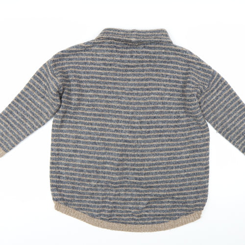 Apricot Women’s Blue Beige Striped High Neck Knit Jumper Size 12