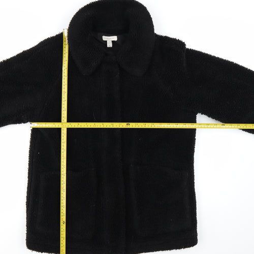 Topshop Women's Black Fleece Mid-Length Coat Size S