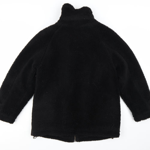 Topshop Women's Black Fleece Mid-Length Coat Size S