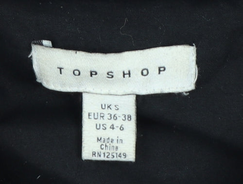 Topshop Women's Black Fleece Mid-Length Coat Size S
