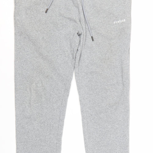 Firetrap Men's Grey Sweatpants L Regular Fit Drawstring Casual Trousers