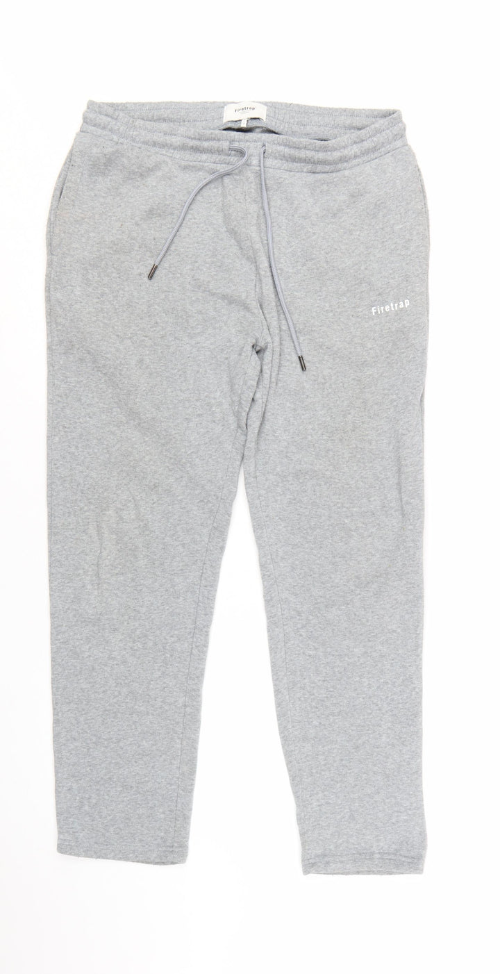 Firetrap Men's Grey Sweatpants L Regular Fit Drawstring Casual Trousers