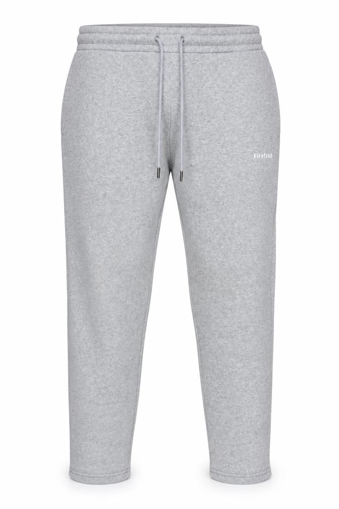 Front view of Firetrap Men's Grey Sweatpants L Regular Fit Drawstring Casual Trousers