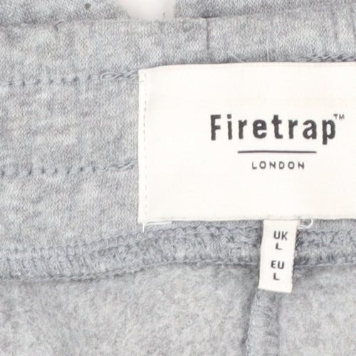 Firetrap Men's Grey Sweatpants L Regular Fit Drawstring Casual Trousers
