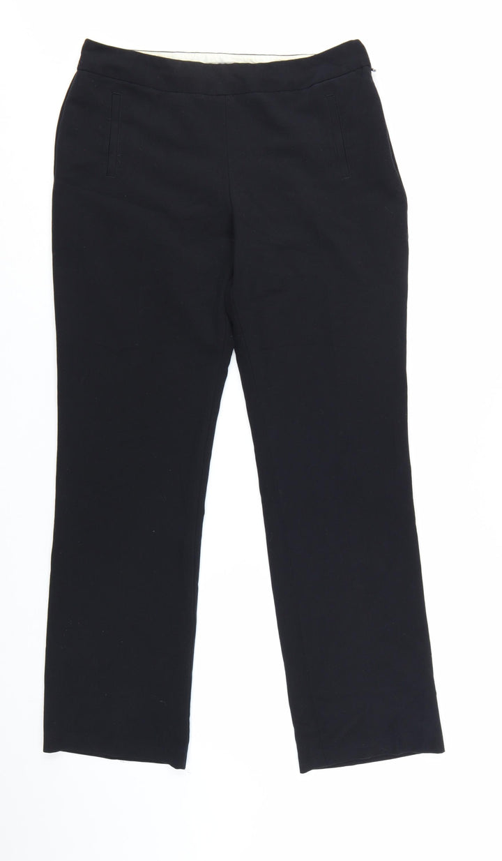 Marks and Spencer Women's Black Size 12 Straight Leg Stretch Trousers