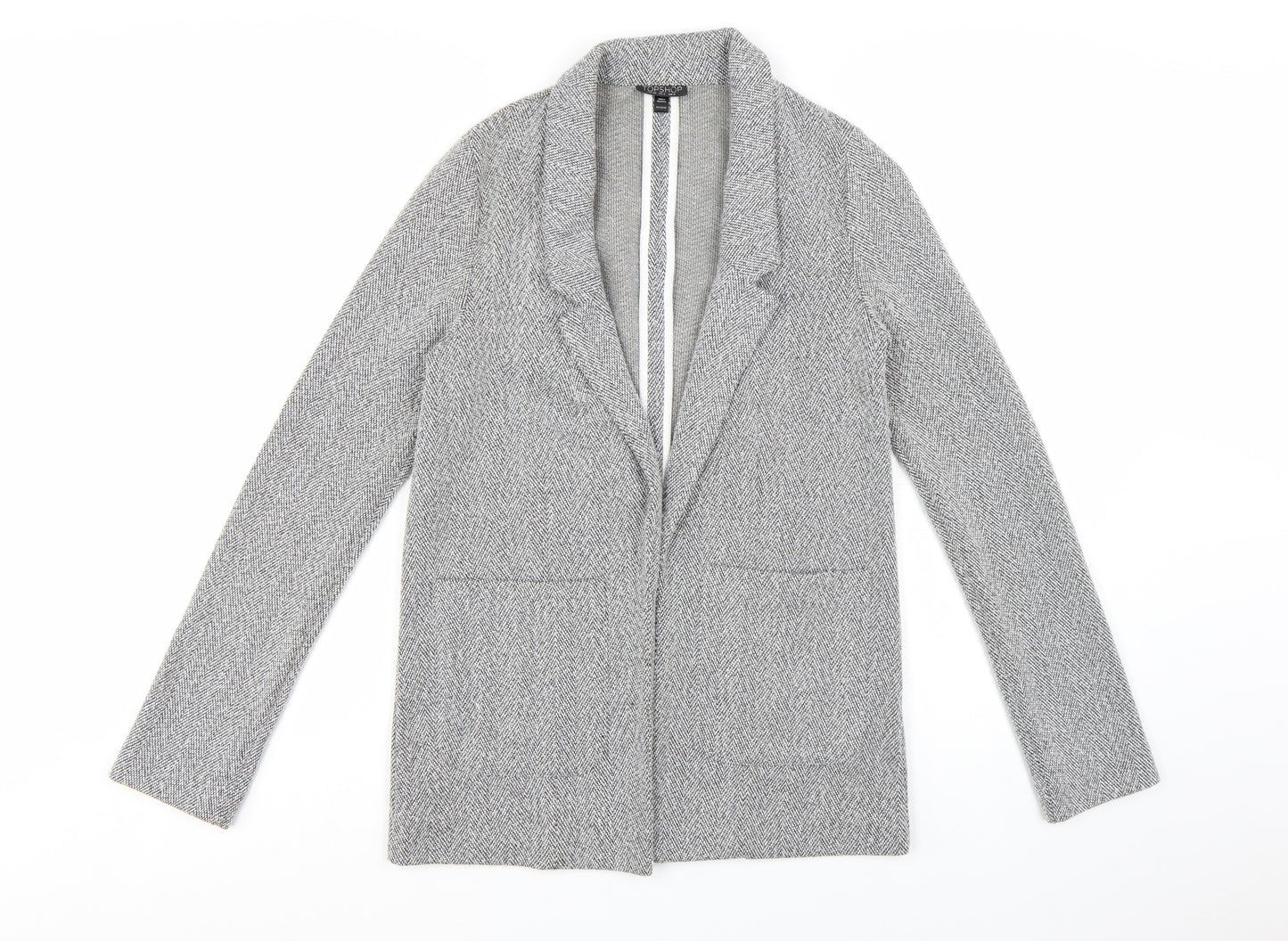 Topshop Women’s Grey Herringbone Blazer Jacket UK 6 Regular Fit