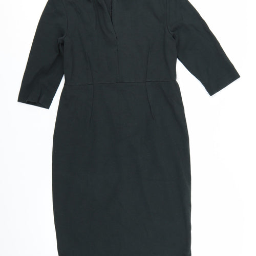 ME+EM Women Black L Sheath Knee Length 3/4 Sleeve Dress