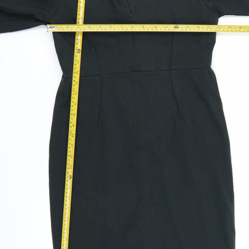 ME+EM Women Black L Sheath Knee Length 3/4 Sleeve Dress