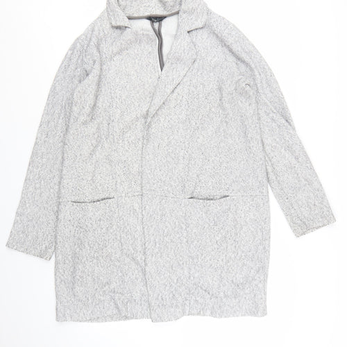 Next Women’s Grey Long Sleeve Open Knit Collared Cardigan Size 16