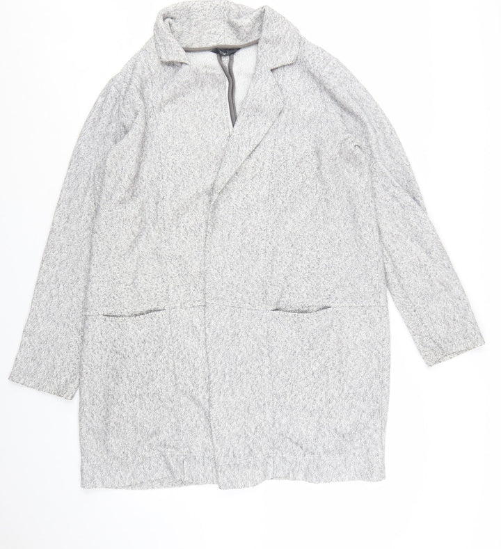 Next Women’s Grey Long Sleeve Open Knit Collared Cardigan Size 16