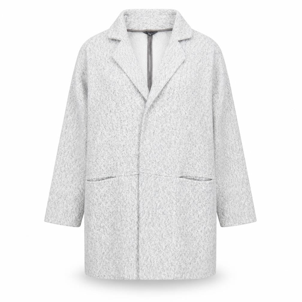 Front view of Next Women’s Grey Long Sleeve Open Knit Collared Cardigan, size UK 16