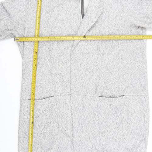 Next Women’s Grey Long Sleeve Open Knit Collared Cardigan Size 16