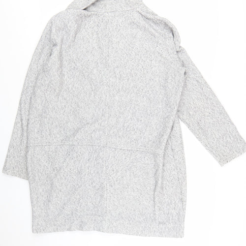 Next Women’s Grey Long Sleeve Open Knit Collared Cardigan Size 16
