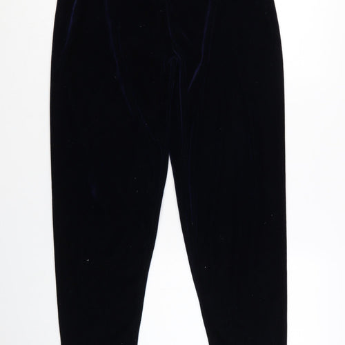Claire Newville Women's Blue Velvet Elastic Waist Trousers UK 14-16