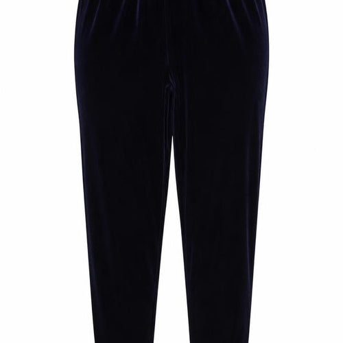 Claire Newville Women's Blue Velvet Elastic Waist Trousers UK 14-16