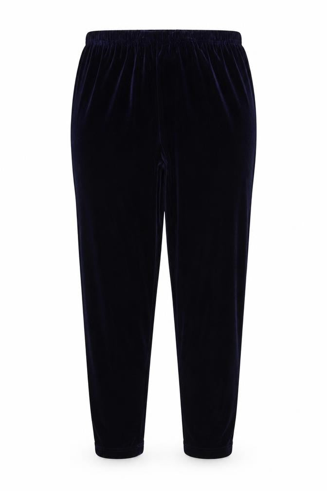 Claire Newville Women's Blue Velvet Elastic Waist Trousers UK 14-16