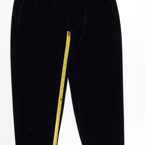 Claire Newville Women's Blue Velvet Elastic Waist Trousers UK 14-16