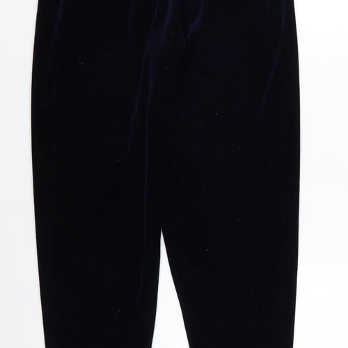 Claire Newville Women's Blue Velvet Elastic Waist Trousers UK 14-16