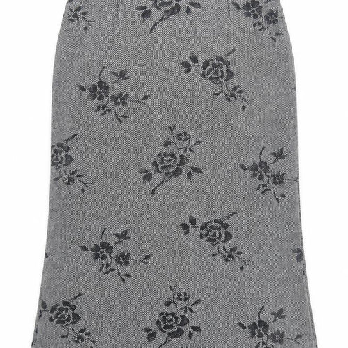 GOLD Women's Grey Wool Blend Floral Midi Pencil Skirt Size 18