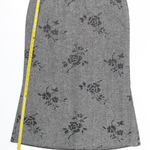 GOLD Women's Grey Wool Blend Floral Midi Pencil Skirt Size 18