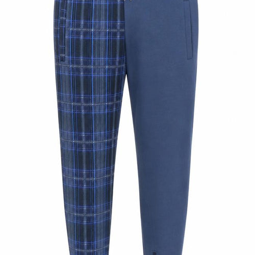 Liquor n Poker Men's Blue Check Jogger Trousers Size S