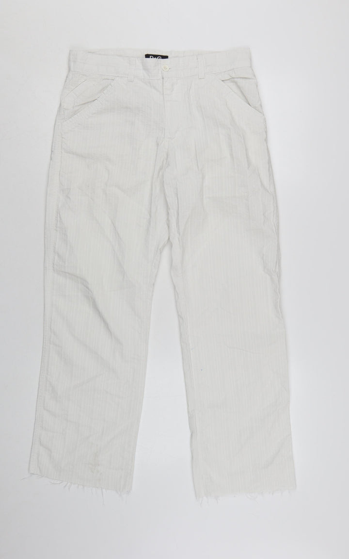 Dolce & Gabbana Women White Cotton Straight Trousers Size 12