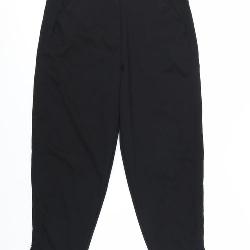 ICHI Womens Black Cropped Slim Fit Stretch Trousers Size L