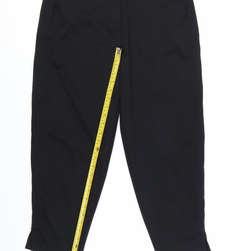 ICHI Womens Black Cropped Slim Fit Stretch Trousers Size L