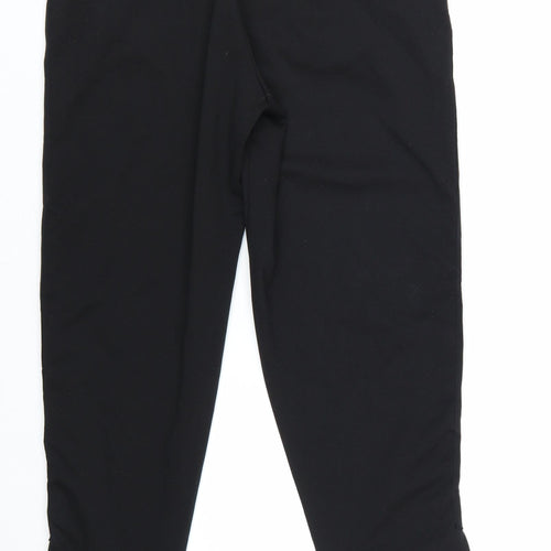 ICHI Womens Black Cropped Slim Fit Stretch Trousers Size L
