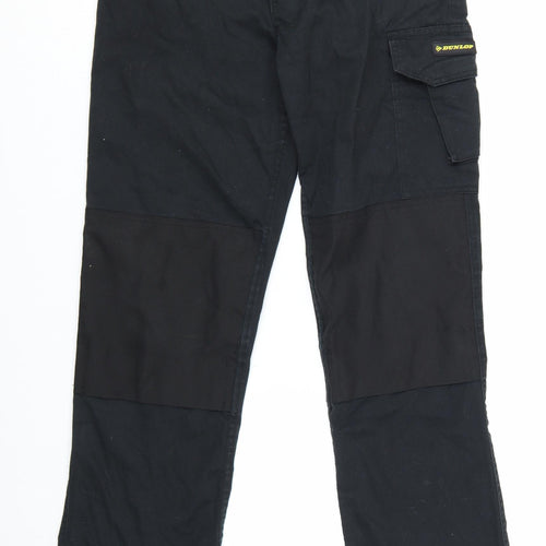Dunlop Men's Black Cargo Workwear Trousers W28 L32 Cotton Blend