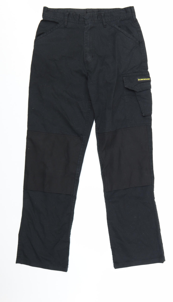 Dunlop Men's Black Cargo Workwear Trousers W28 L32 Cotton Blend