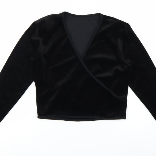 BHS Women’s Black Velvet Long Sleeve Wrap Blouse Size 14