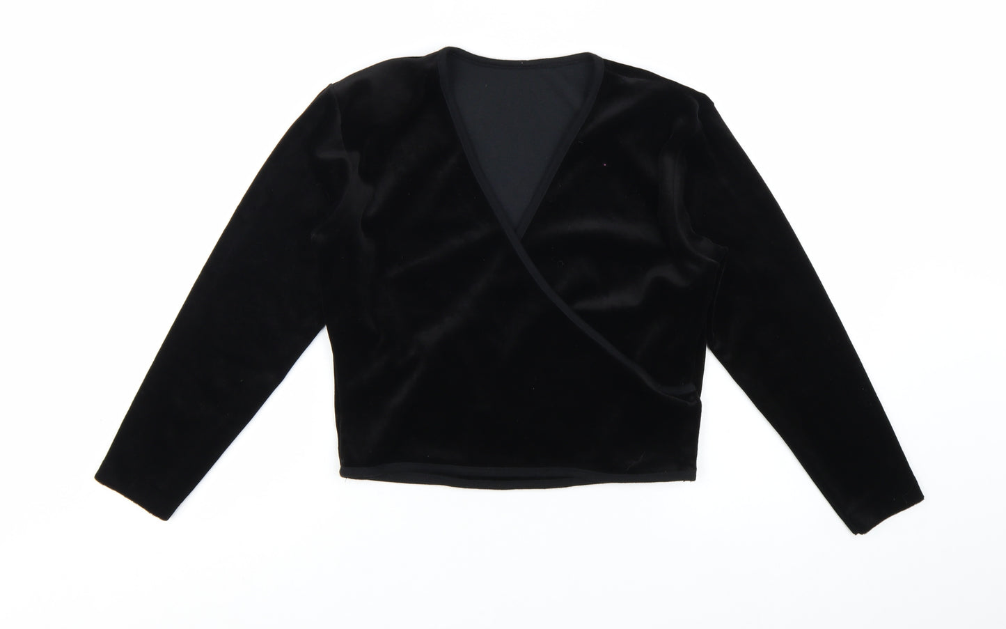 BHS Women’s Black Velvet Long Sleeve Wrap Blouse Size 14